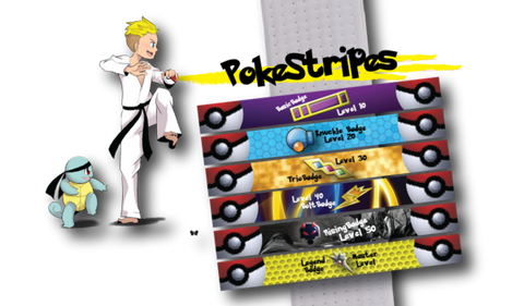 PokeStripes - Complete Set of all 6 PokeStripes Badges Achievement Stripes - BeltStripes.com : The #1 Source for Martial Arts Belt Tape