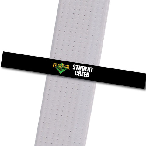 Premier Martial Arts - Student Creed Custom Belt Stripes - BeltStripes.com : The #1 Source for Martial Arts Belt Tape